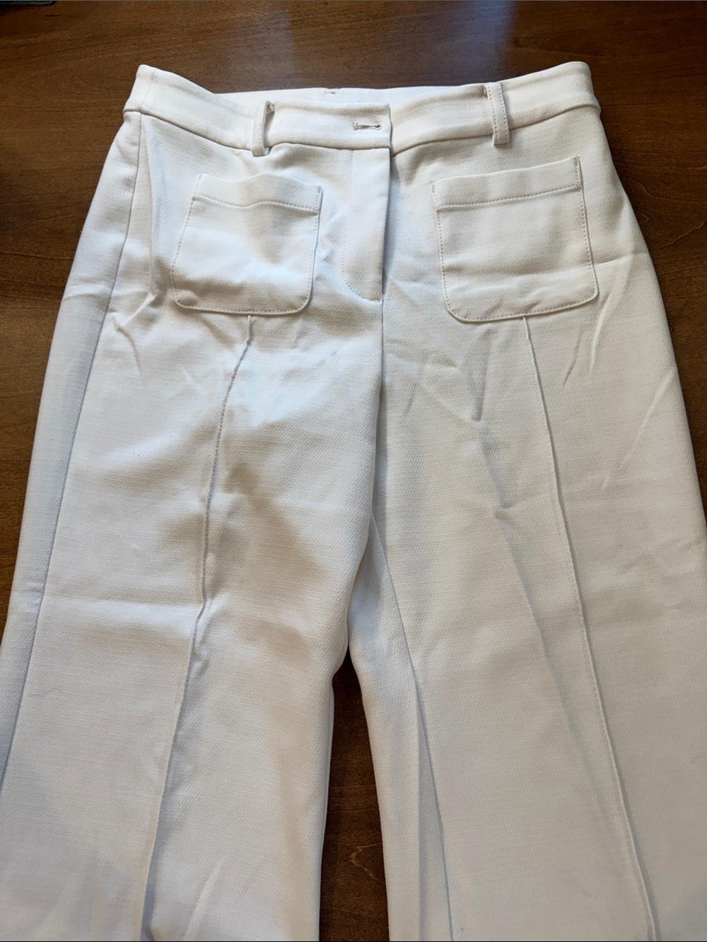 LOFT Cream Wide-Leg Trousers with Patch Pockets